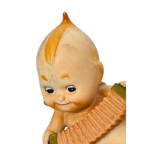 Ardalt #6490F 4" cute Kewpie doll, blue wings plays accordion - Picture 2 of 7